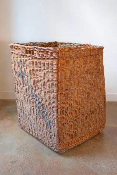 Early 20th Century English Wicker Advertising Basket Schweppes