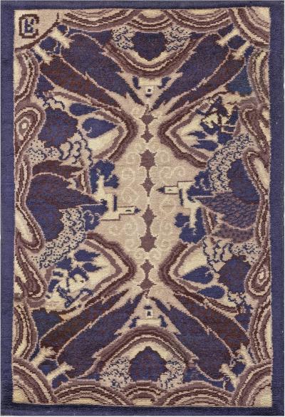 Early 20th Century French Art Deco Abstract Purple Wool Rug