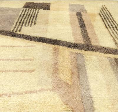 Early 20th Century French Art Deco Beige Handmade Wool Rug