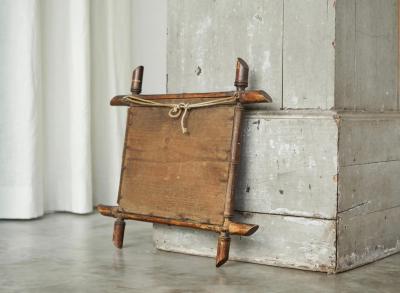 Early 20th Century French Faux Bamboo Mirror in Wood and Weathered Mirror Plate