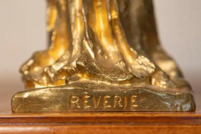 Early 20th Century French Gilded Metal Statue R verie 