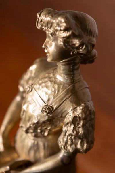 Early 20th Century French Gilded Metal Statue R verie 