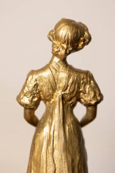 Early 20th Century French Gilded Metal Statue R verie 