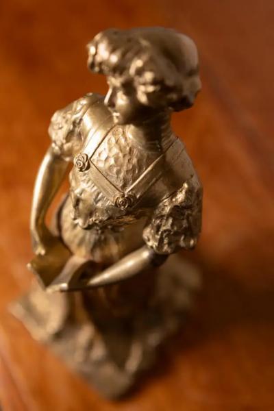 Early 20th Century French Gilded Metal Statue R verie 
