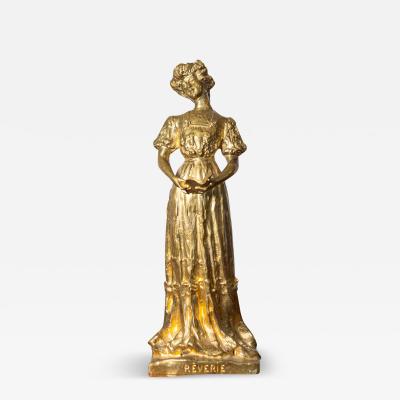 Early 20th Century French Gilded Metal Statue R verie 