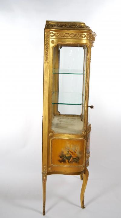 Early 20th Century French Marble Top Hand Painted Display Cabinet