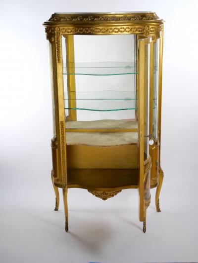 Early 20th Century French Marble Top Hand Painted Display Cabinet
