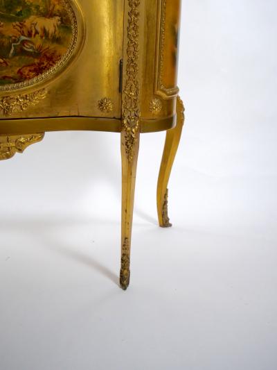 Early 20th Century French Marble Top Hand Painted Display Cabinet