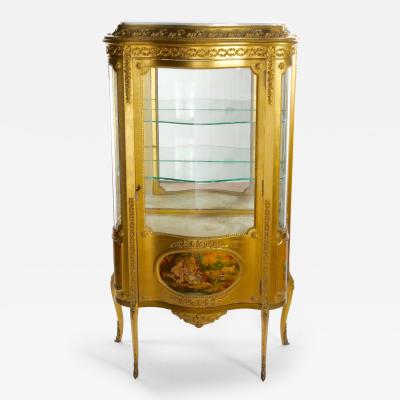 Early 20th Century French Marble Top Hand Painted Display Cabinet