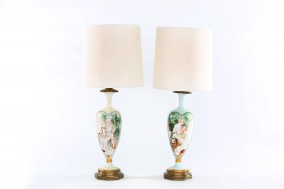 Early 20th Century French Porcelain Pair Table Lamps