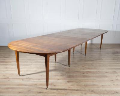 Early 20th Century French Restoration Style Solid Walnut Extension Dining Table