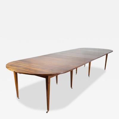 Early 20th Century French Restoration Style Solid Walnut Extension Dining Table