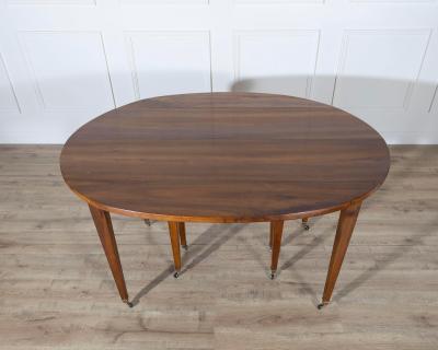 Early 20th Century French Restoration Style Solid Walnut Extension Dining Table