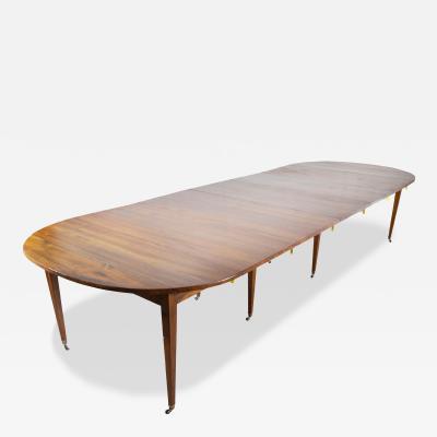 Early 20th Century French Restoration Style Solid Walnut Extension Dining Table