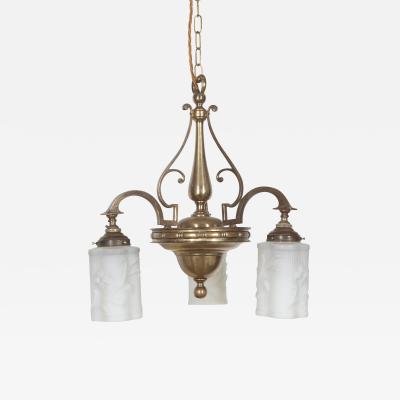Early 20th Century French Three Branch Ceiling Light