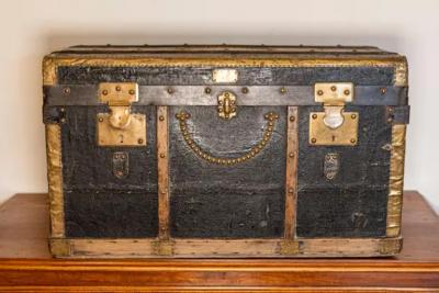 Early 20th Century French Travel Trunk with Brass Hardware