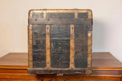 Early 20th Century French Travel Trunk with Brass Hardware