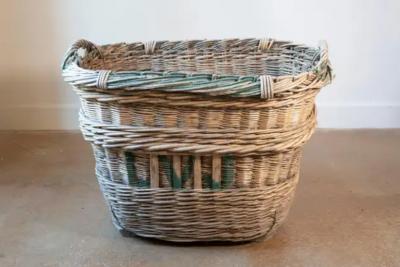 Early 20th Century French Wicker Grape Harvesting Basket