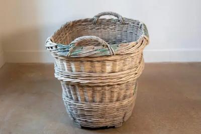 Early 20th Century French Wicker Grape Harvesting Basket