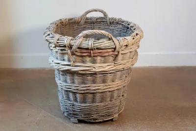 Early 20th Century French Wicker Grape Harvesting Basket
