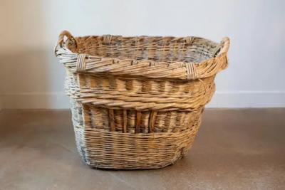 Early 20th Century French Wicker Grape Harvesting Basket