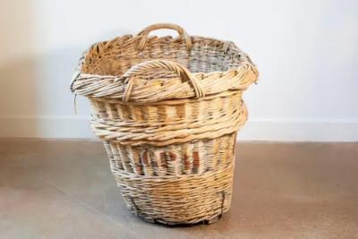 Early 20th Century French Wicker Grape Harvesting Basket