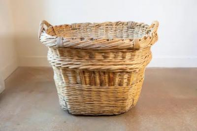 Early 20th Century French Wicker Grape Harvesting Basket
