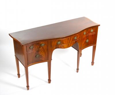 Early 20th Century George III Flame Mahogany Serpentine Sideboard Server