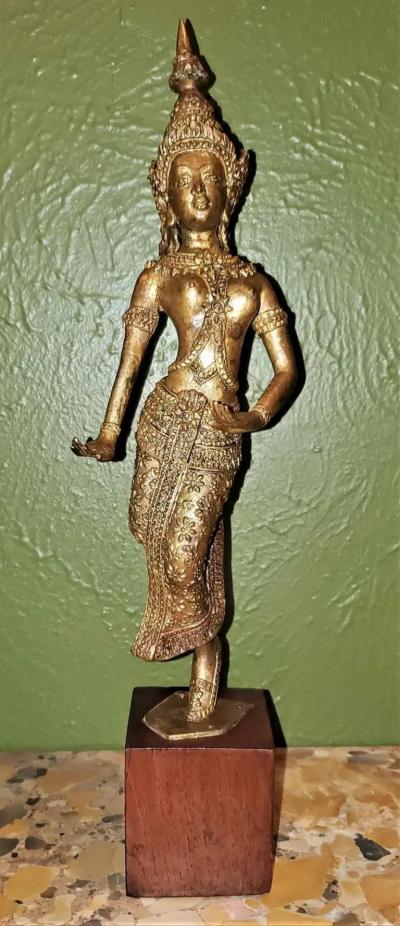 Early 20th Century Gilt Metal Thai Khon Dancer