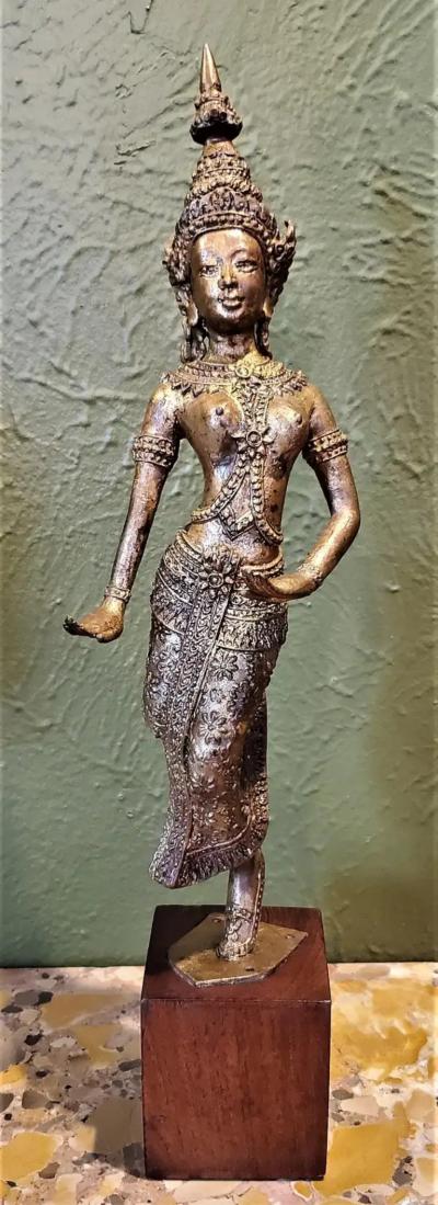 Early 20th Century Gilt Metal Thai Khon Dancer
