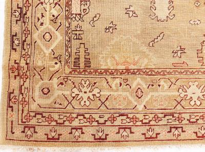 Early 20th Century Indian Amritsar Camel and Beige Handmade Wool Rug