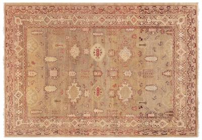 Early 20th Century Indian Amritsar Camel and Beige Handmade Wool Rug