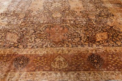 Early 20th Century Indian Chocolate Brown Handmade Wool Carpet Size Adjusted 
