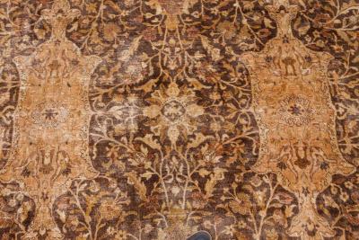 Early 20th Century Indian Chocolate Brown Handmade Wool Carpet Size Adjusted 