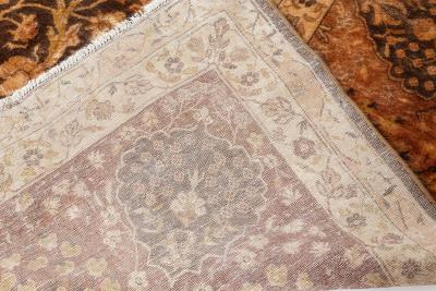 Early 20th Century Indian Chocolate Brown Handmade Wool Carpet Size Adjusted 