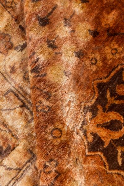 Early 20th Century Indian Chocolate Brown Handmade Wool Carpet Size Adjusted 