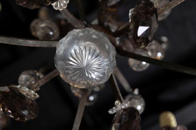 Early 20th Century Iron and Crystal Chandelier with Amethyst Drops
