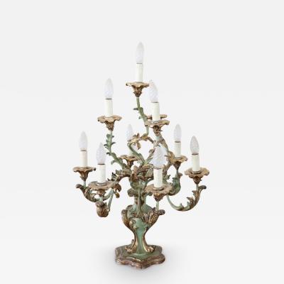 Early 20th Century Italian Baroque Style Carved and Lacquered Wood Table Lamp