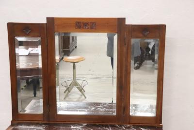Early 20th Century Italian Cherry Wood Vanity Table with Armchair