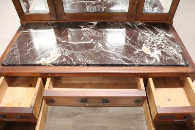 Early 20th Century Italian Cherry Wood Vanity Table with Armchair