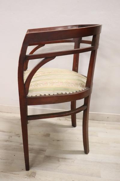 Early 20th Century Italian Cherry Wood Vanity Table with Armchair