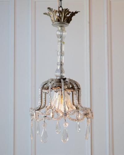 Early 20th Century Italian Crystal and Giltwood Chandelier