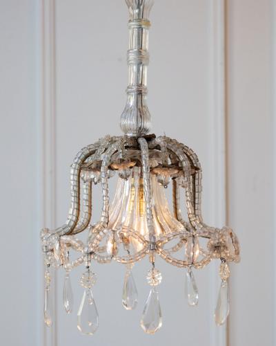 Early 20th Century Italian Crystal and Giltwood Chandelier