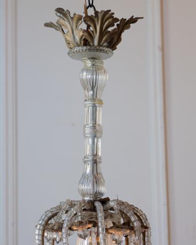 Early 20th Century Italian Crystal and Giltwood Chandelier