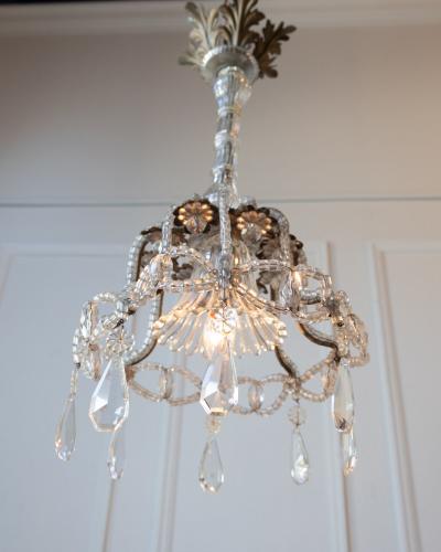Early 20th Century Italian Crystal and Giltwood Chandelier