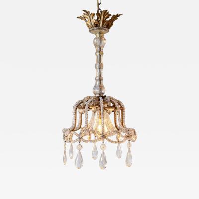 Early 20th Century Italian Crystal and Giltwood Chandelier