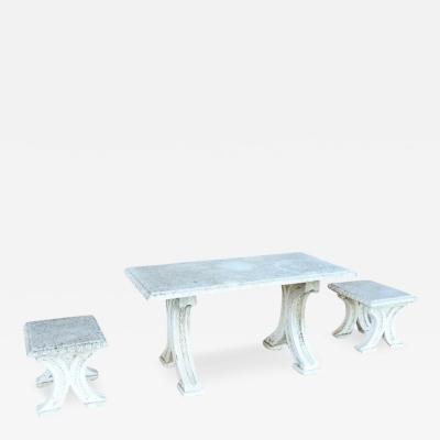 Early 20th Century Italian Garden Set Table and Two Stools