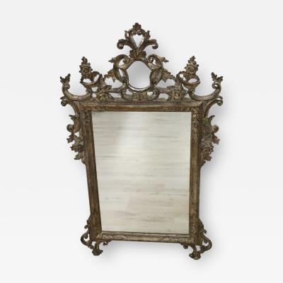 Early 20th Century Italian Louis XV Style Carved and Silvered Wood Wall Mirror