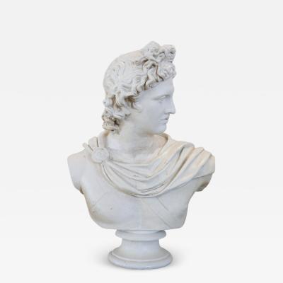 Early 20th Century Italian Sculpture Bust of Apollo in Plaster