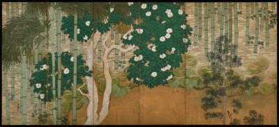 Early 20th Century Japanese Nihonga Screen Bamboo Forest